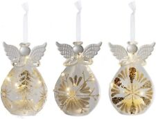 Ganz LED Glass Angel Ornaments, 4-Inch Height, Set of 3 LLX1277 picture