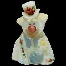 VTG Fenton Glass White Carnival Opalescent Clown HP Signed by D Fredrick picture