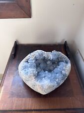 HEART SHAPED CALCITE CLUSTER. Beautiful Light Blue picture