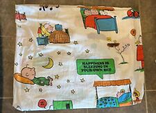 Vintage 70s Peanuts Charlie Brown Twin Size Fitted Sheet picture