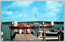 Stow Ferry Chautauqua County Lake New York Lakefront American Flag VNG Postcard picture