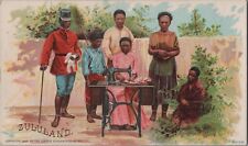 c1892 Singer Mfg. Co. Sewing Trade Card ZULULAND AFRICA Costumes of All Nations picture