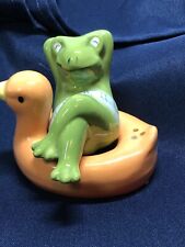 Cracker Barrel Frog sitting on duck Ceramic Salt Pepper Shaker. Never Used picture