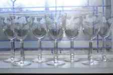 7 Tall Wheel Cut Wine Glasses Vintage Stemware picture