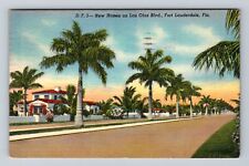 Fort Lauderdale FL-Florida, New Homes on Las Olas Blvd, Vintage c1947 Postcard picture