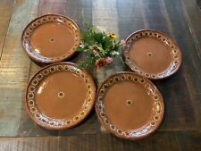 Mexican Redware Clay Barro Dinner Plates Set of 4 - 10” picture
