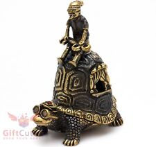 Solid Brass Amber Figurine bell Turtle Tortilly Pinocchio & golden key IronWork picture
