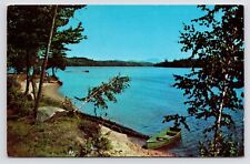 c1950s~Russells Point~Indian Lake Scenic View~Shore~Canoe~Ohio OH~Postcard picture