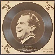 1968 US President Richard Nixon's The One Acceptance Speech 33 1/3 RPM Record picture