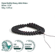 Baltic Amber Tibetan Buddhist Mala, 108 Round Prayer Beads Rosary | 6.0 mm picture