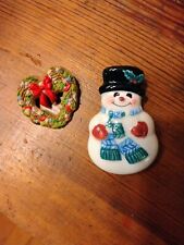 Vintage Hallmark Christmas Lapel Pins Collectable Gift Winter Pretty Woman picture