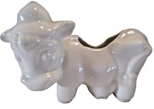 Vintage White Cow With Hat Planter 6