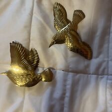 Vintage Flying Birds HOMCO HOME INTERIOR Shiny Brass Wall Decor 1179 Set of 2 picture