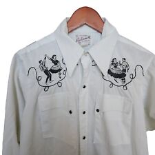 Rockmouth Ranchwear Pearl Snap Western Shirt White Square Dancing 16 picture