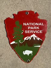 US Forest National Park Service Plate Hunting Fishing Porcelain Metal Sign 7” picture