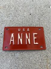 NOS Old School Personalized ANNE Bicycle License Plate-Schwinn,Mongoose-80’s USA picture
