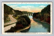 Bedford PA-Pennsylvania Lincoln Highway & Juniata River c1928 Vintage Postcard picture