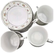 Vintage Abingdon Fine Porcelain Japan Dessert Bowls, Plates & Cups Set Of 16 picture
