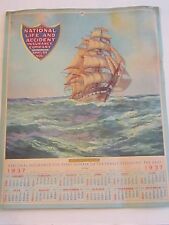 1937 NATIONAL LIFE & ACCID. INSURANCE CO. CALENDAR - GOOD CONDIT. -  TUB M picture