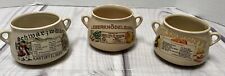 German Recipe Soup Bowls Mugs Cups Ceramic Vtg Set of 3 Potato, Goulash, Liver picture