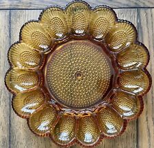 Vintage Indiana Glass Dark Amber Hobnail Deviled Egg Serving Plate/Dish/Tray  picture