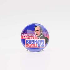 1992 Bush/Quayle “Character Matters” Campaign Pinback Button, Mint picture