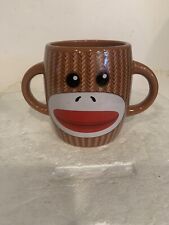 Vntg Monkey Coffee Mug 16oz Sock Monkey Double Handle & Sided New See Photos picture