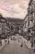 VINTAGE POSTCARD RUE DI NIDAU MAIN STREET SCENE BIEL BIENNE SWITZERLAND 1906 picture