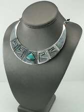 Vintage Native American Sterling Silver Blue Turquoise Overlay Necklace picture