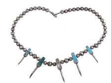 Vintage Native American Sterling/turquoise claw necklace picture