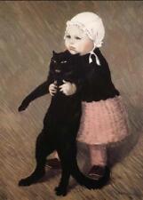 Oil painting Girl-with-Cat-Theophile-Alexandre-Steinlen-handmade  picture
