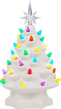 Ceramic Christmas Tree, 10 Inch LED Light up Ceramic Tabletop Christmas Tree wit picture