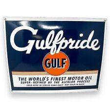 Gulf Motor Oil Gulf Pride Porcelain Enamel Sign Vintage Advertising picture