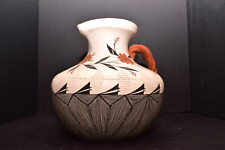 ATQ Acoma LARGE Native American Indian Pottery Fine Line Jug PITCHER SIGNED picture