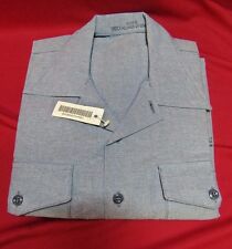 NOS USN Poly/Cotton Chambray Long Sleeve Shirt Blue Shade #3372 M-34SL NWT picture