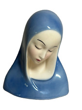 Vintage 4” Blue Porcelain MADONNA Bust Figurine picture