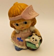 Vintage Homco Little Girl with Kitten Porcelain Ceramic Figurine  picture
