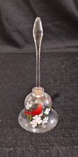 Vintage Clear Glass Bell With Floral Cardinal Red Bird Design 5 Inches Tall  picture