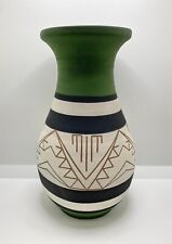 Vintage Sioux Pottery Green White Vase Signed Hunter On Bottom picture