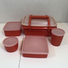 Vintage Tupperware Lunch Box 11 Piece Set Pack-N-Carry Retro Paprika Red picture