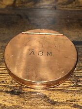 Vtg Antique Round Copper Case Box Hinged Made England A.B.M Abercrombie & Fitch picture