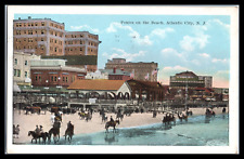 Vintage Postcard c1924 Ponies on the Beach, Atlantic City, New Jersey picture