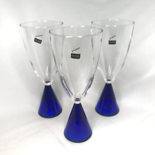 Sasaki Eon Prisma Cobalt Blue Crystal Wine Champagne Glasses 7.5” - Set Of 3 picture