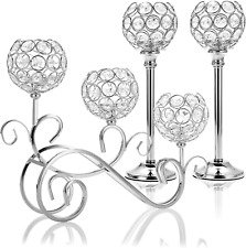 OwnMy Set of 3 Silver Crystal Tealight Candle Holders Metal Crystal Bowl Votive picture