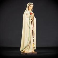 Maria Rosa Mystica Statue | Virgin Mary Figure | Vintage Wooden Madonna | 19.3