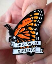 Anti -Social Butterfly enamel Pin - Free AU Post - AU Stock picture