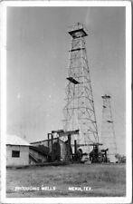 Rare MEXIA TX TEXAS RPPC Producing Oil Wells Real Photo Postcard Vintage picture
