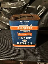 Allstate Motor Oil Can (8 Quarts) Vintage Heavy Duty Motor Oil Blue and Orange  picture