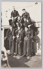 RPPC Real Photo Postcard  US Navy Sailors WW I Human Pyramid picture