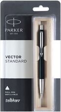 Parker Vector Standard CT Ball Pen BP (Blue Ink & Black Body) New SS Chrome Trim picture